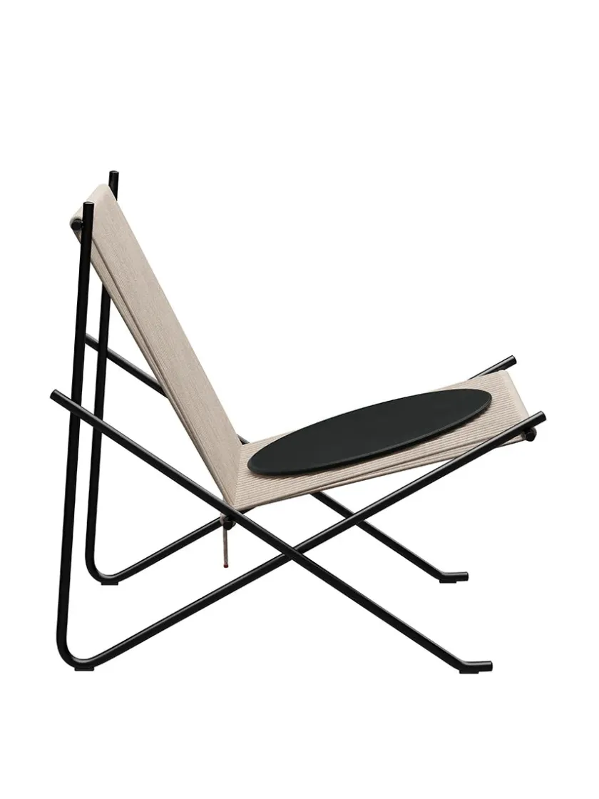 Fritz Hansen PK4 Loungestol i sort, stålstel af Poul Kjærholm> Loungestole|Lænestole
