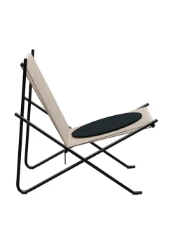 Fritz Hansen PK4 Loungestol i sort, stålstel af Poul Kjærholm><noscript><img width=