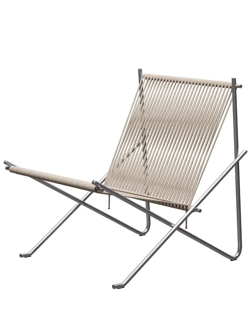 Fritz Hansen PK4 Loungestol i sort, stålstel af Poul Kjærholm> Loungestole|Lænestole