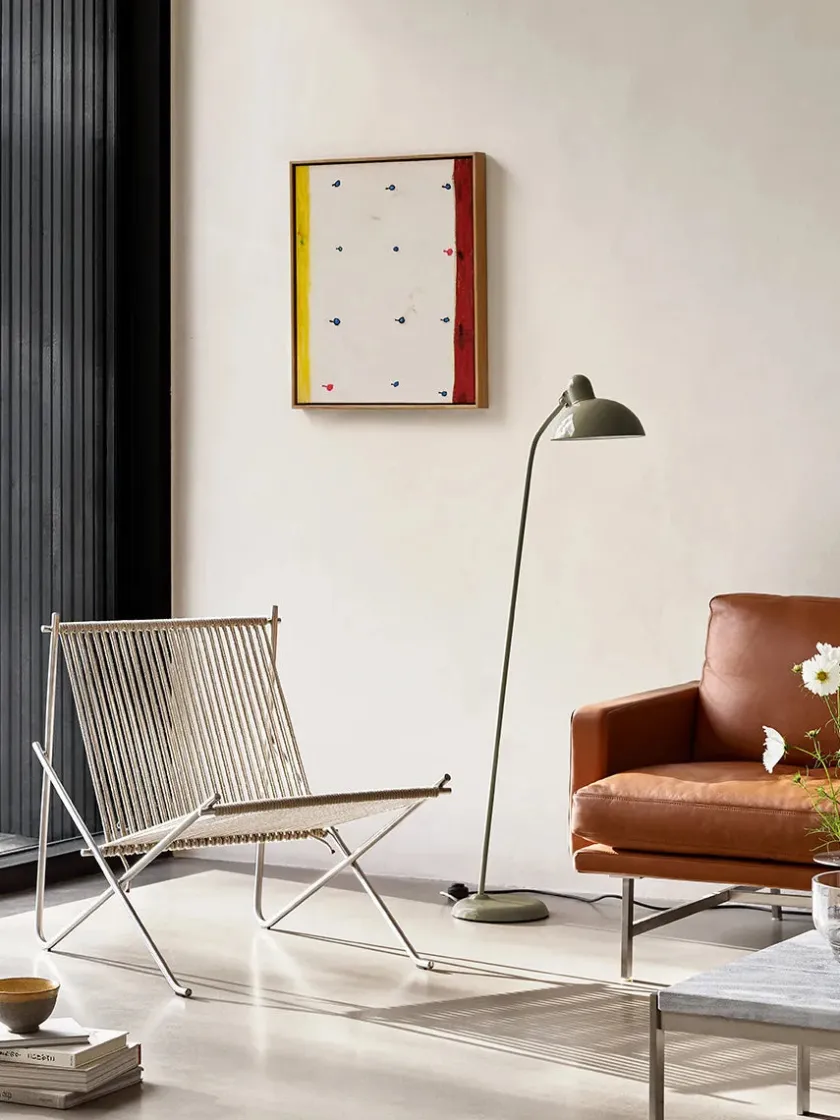 Fritz Hansen PK4 Loungestol i sort, stålstel af Poul Kjærholm> Loungestole|Lænestole