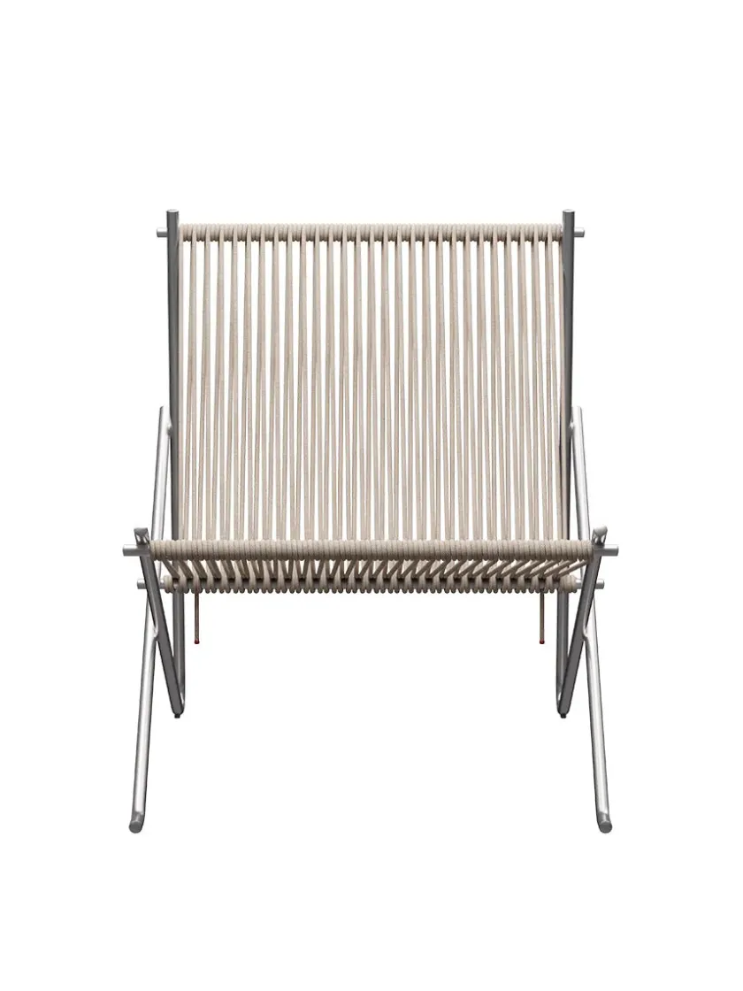 Fritz Hansen PK4 Loungestol i sort, stålstel af Poul Kjærholm> Loungestole|Lænestole