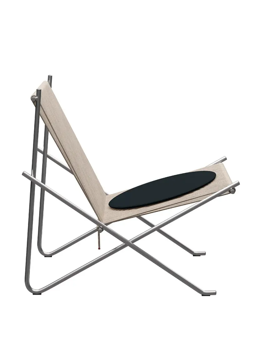 Fritz Hansen PK4 Loungestol i sort, stålstel af Poul Kjærholm> Loungestole|Lænestole