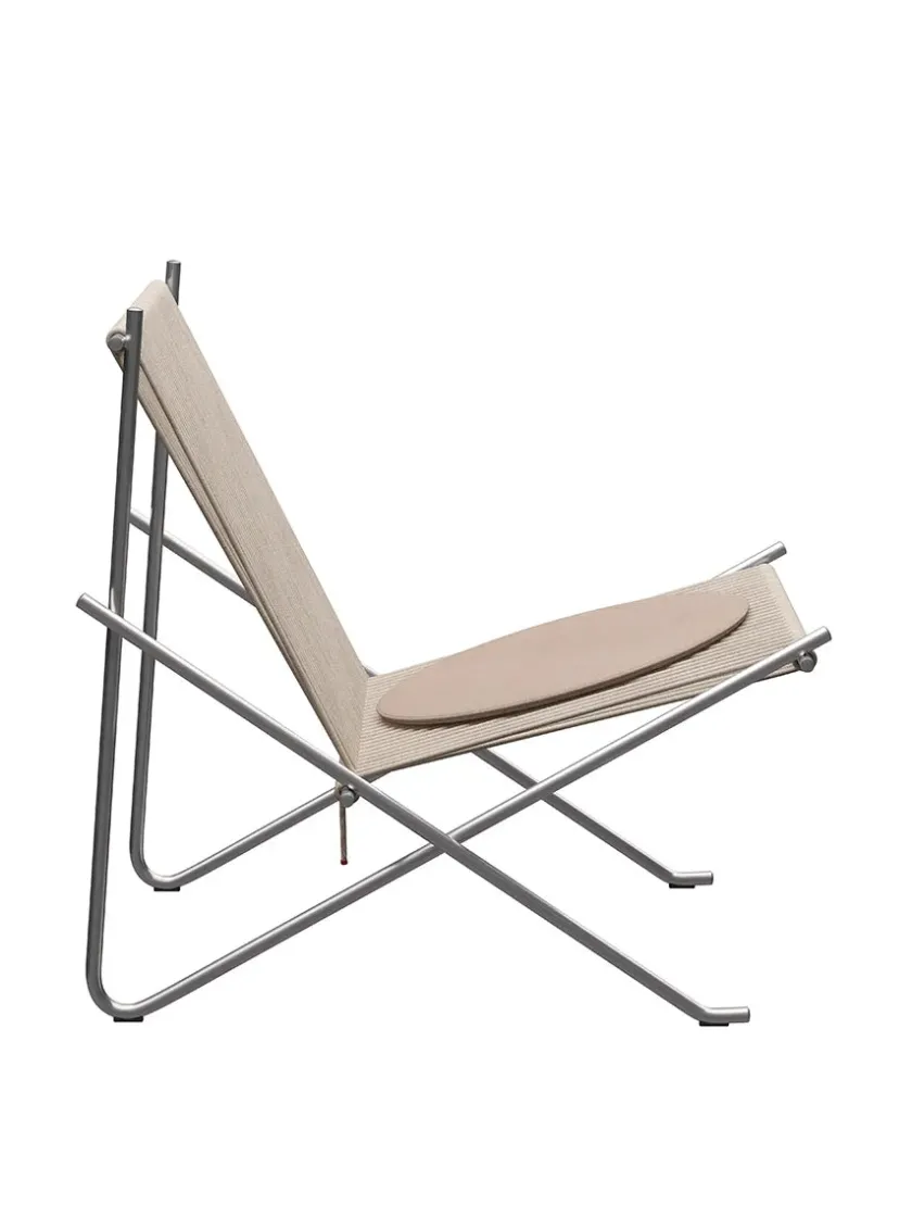 Fritz Hansen PK4 Loungestol i sort, stålstel af Poul Kjærholm> Loungestole|Lænestole