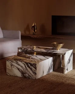 Audo Copenhagen Plinth Bridge, Calacatta Viola marble fra> Sofaborde