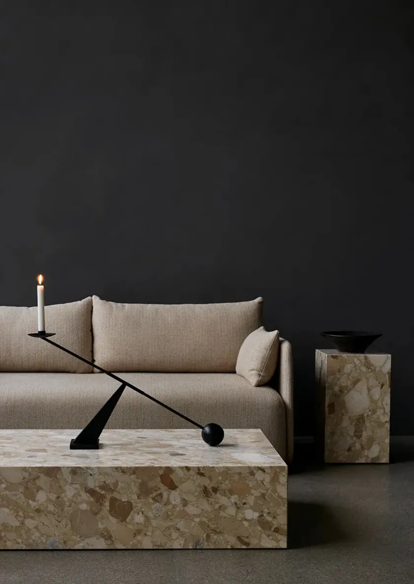 Audo Copenhagen Plinth Tall, grey galaxy marble fra> Sideborde Og Små Borde