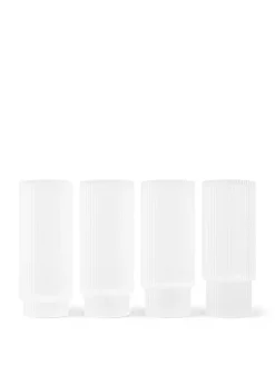 Ferm Living Ripple Long Drink Glasses Frosted, sæt á 4 fra> Service