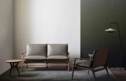 Stellar Works Rén Lounge sofa 2. pers natur eg, sort læder fra> Sofaer
