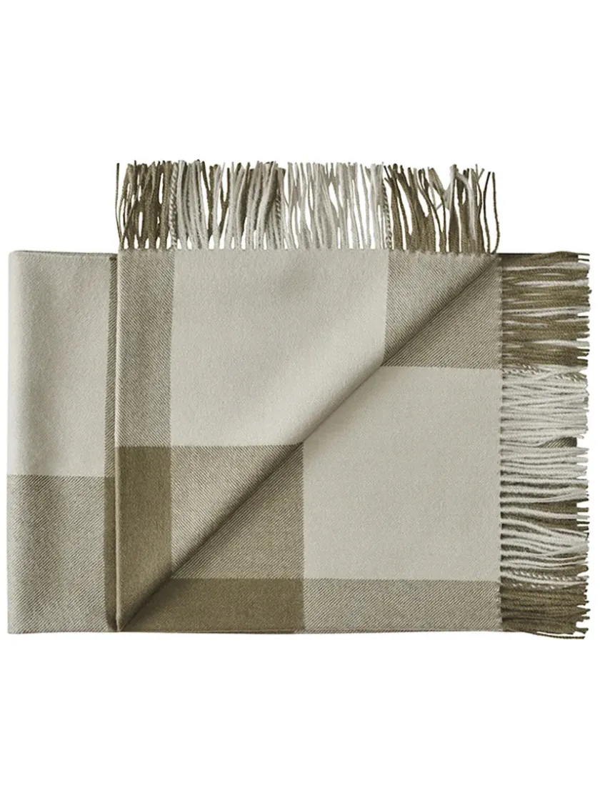 Silkeborg Uldspinderi Santa Fe Plaid, limestone fra> Puder Og Plaider