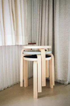Artek Stool E60, walnut stained fra><noscript><img width=