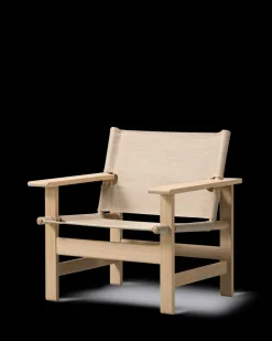 Fredericia Furniture The Canvas Chair, lys olieret eg natur canvas af Børge Mogensen> Loungestole|Lænestole
