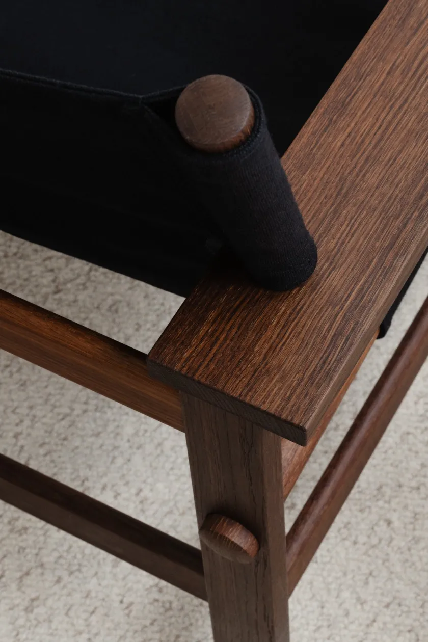 Fredericia Furniture The Canvas Chair, røget eg sort canvas af Børge Mogensen> Loungestole|Lænestole