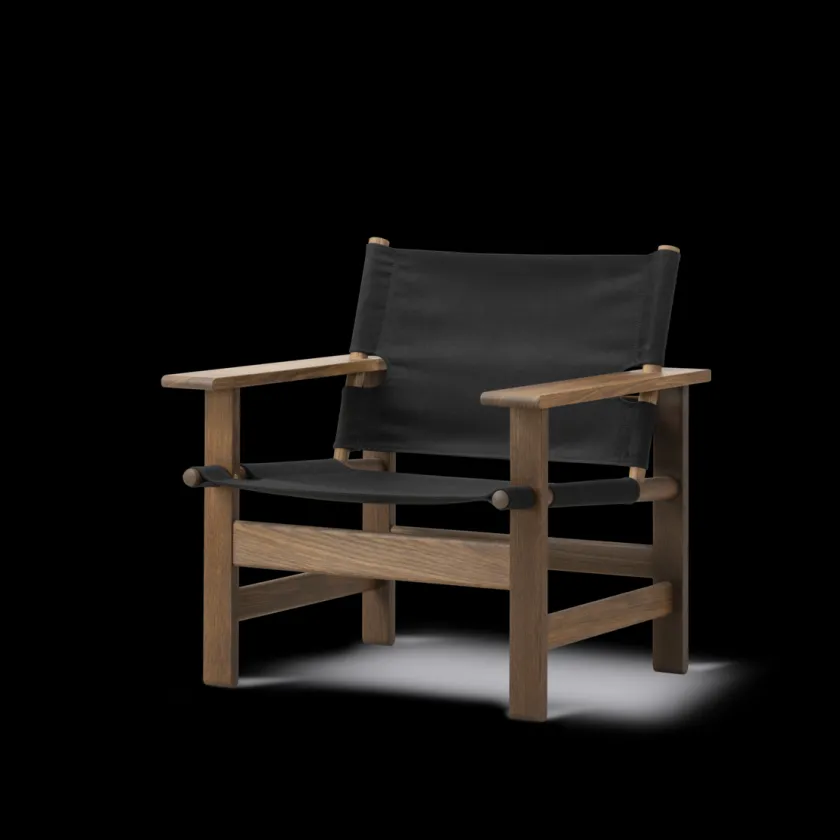 Fredericia Furniture The Canvas Chair, sortlakeret eg sort canvas af Børge Mogensen> Loungestole|Lænestole