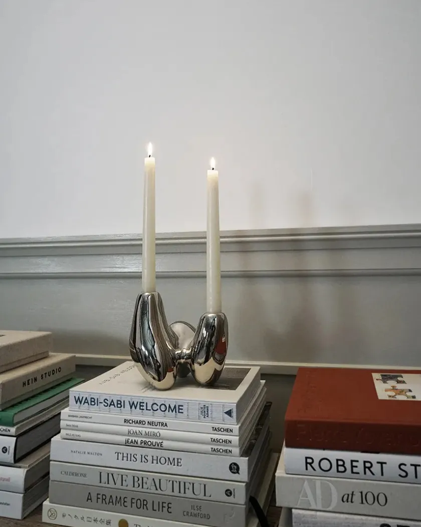 Hein Studio Unity Candleholder, silver fra> Lysestager
