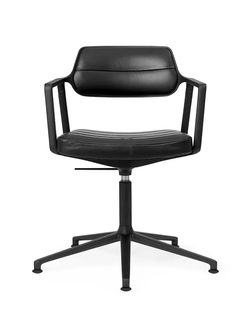 Vipp 453 Swivel+ Chair, sort læder fra> Kontorstole