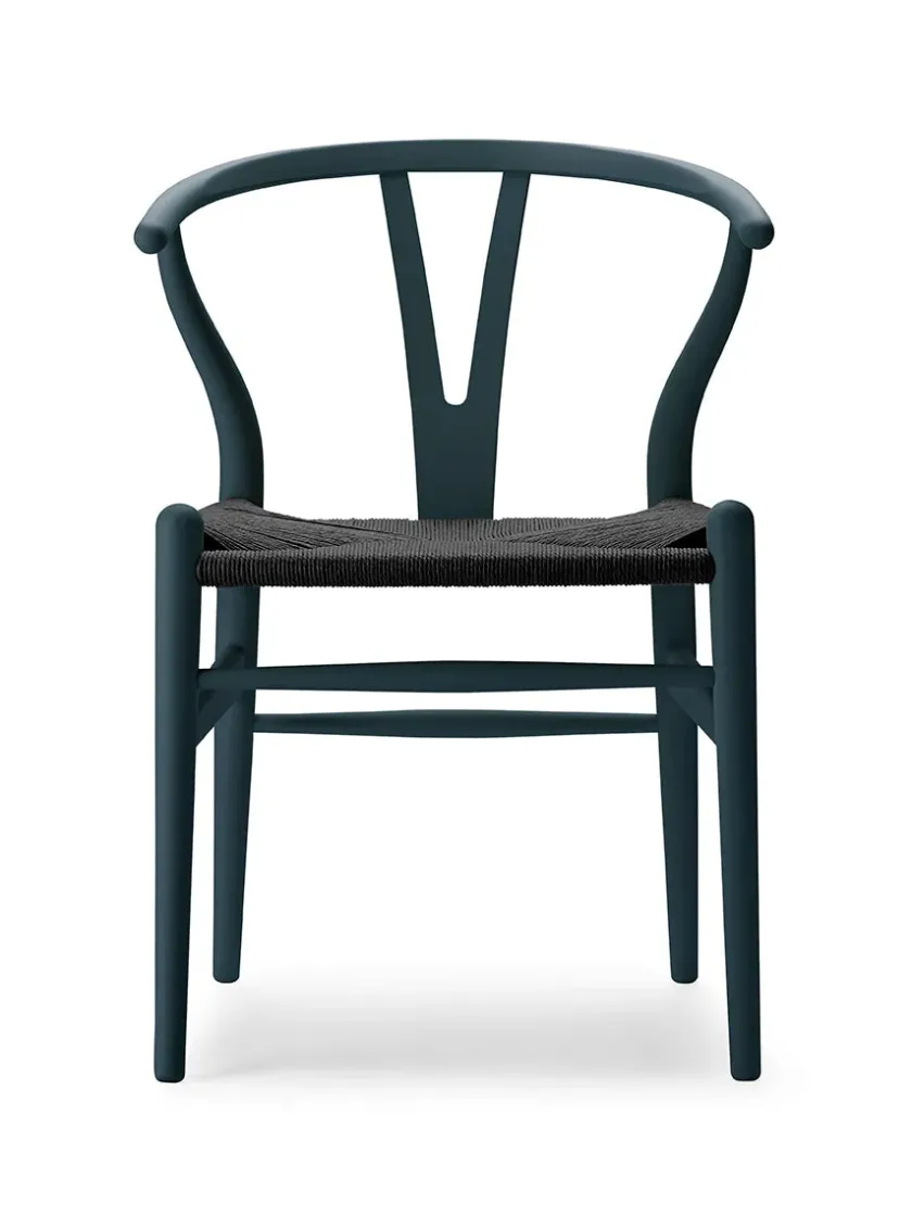 Carl Hansen & Søn Y-stol CH24 Soft Black med sort flet af Hans J. Wegner> Spisebordsstole