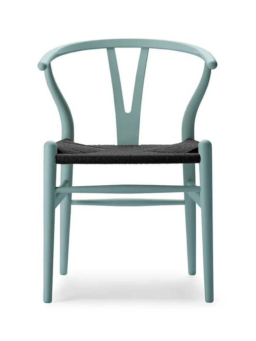 Carl Hansen & Søn Y-stol CH24 Soft Black med sort flet af Hans J. Wegner> Spisebordsstole