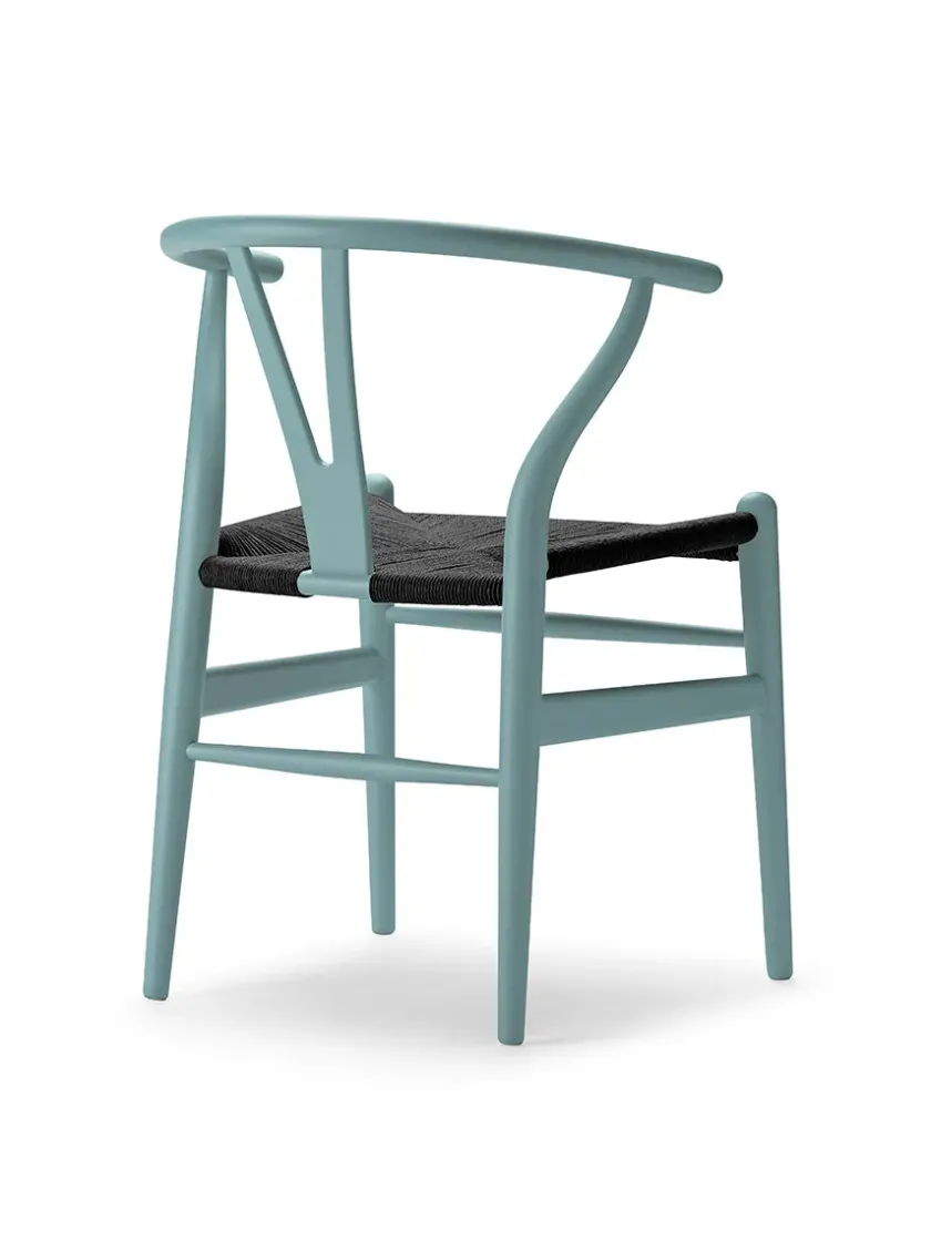 Carl Hansen & Søn Y-stol CH24 Soft Black med sort flet af Hans J. Wegner> Spisebordsstole
