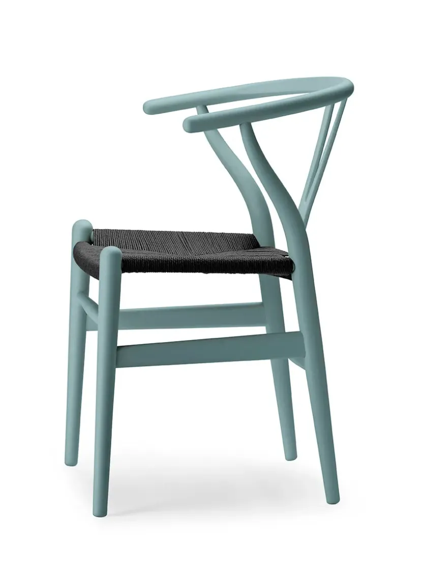 Carl Hansen & Søn Y-stol CH24 Soft Black med sort flet af Hans J. Wegner> Spisebordsstole