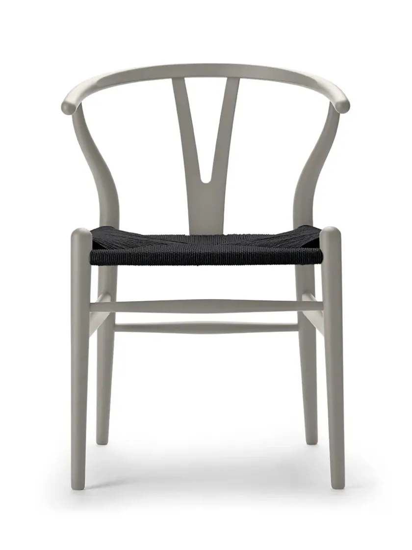 Carl Hansen & Søn Y-stol CH24 Soft Black med sort flet af Hans J. Wegner> Spisebordsstole