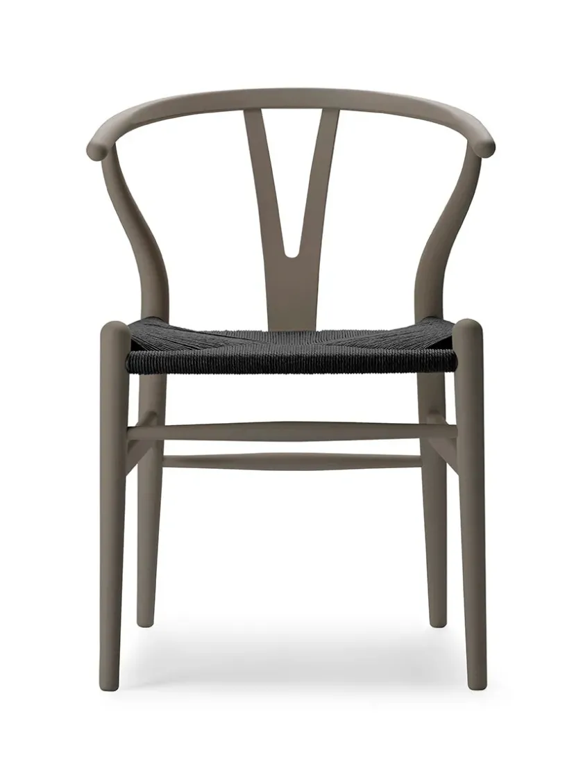Carl Hansen & Søn Y-stol CH24 Soft Black med sort flet af Hans J. Wegner> Spisebordsstole