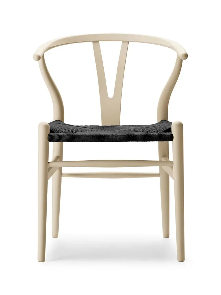 Carl Hansen & Søn Y-stol CH24 Soft Black med sort flet af Hans J. Wegner> Spisebordsstole