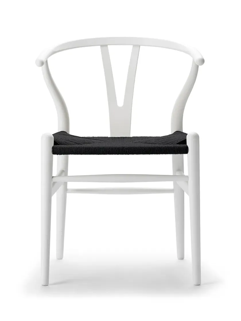 Carl Hansen & Søn Y-stol CH24 Soft Silver Grey med sort flet af Hans J. Wegner> Spisebordsstole