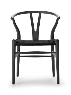 Carl Hansen & Søn Y-stol CH24 Soft Silver Grey med sort flet af Hans J. Wegner><noscript><img width=