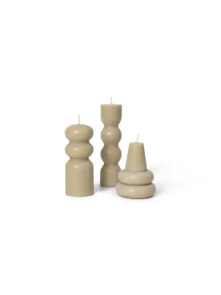 Ferm Living Torno Candles Sand, Set of 3 fra> Stearinlys